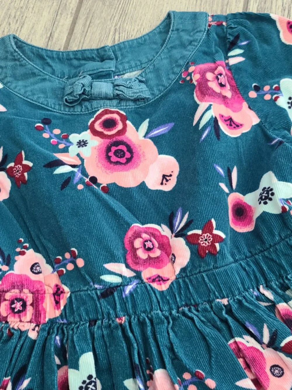 Gymboree Toddler Girls Teal Floral Short Sleeve Dress Size 5T